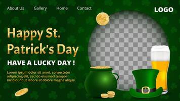 horizontal banner template for st. patrick's day celebration with space for photo vector