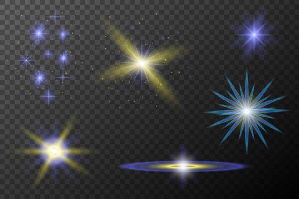 set of glowing, stars and light effects