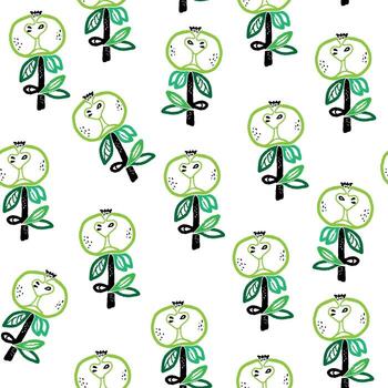 un modelo con verde manzanas y hojas vector