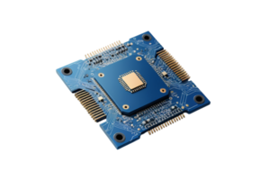 Blue AI chip with circuits in connection driving smart innovations forward png