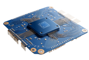 Blue AI chip with circuits in connection enhancing digital performance png
