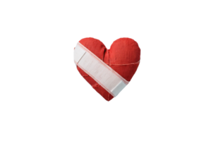 Broken red heart patched with bandages Transparent Background png