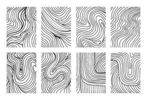 Abstract fluid lines background set. Hand drawn line overlay. Freehand drawing template collection. vector