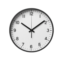 Modern wall clock showing the time black and white design minimalist style png
