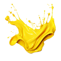 Yellow paint splash vibrant color explosion dynamic fluidity, png