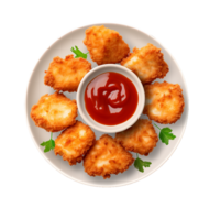 Crispy Chicken Nuggets with Red Sauce Delicious Meal png