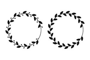 Silhouette botanical wreaths with circular frames for elegant decorative design illustration vector