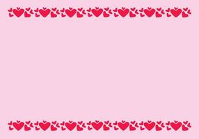 Pink horizontal romantic background with frame of hearts vector