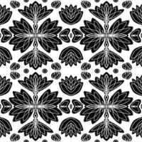 a black and white, floral pattern vector