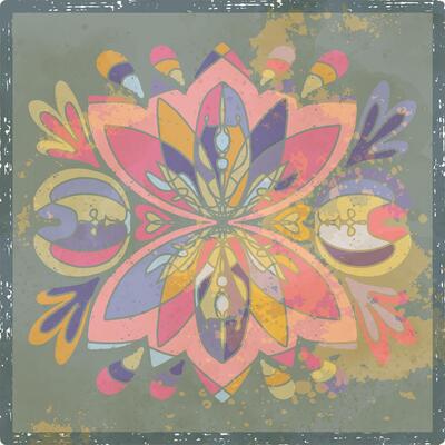 a colorful flower design on a grungy background