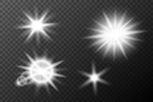 a set of four white, stars on background vector