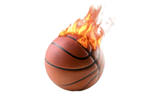 Fiery Basketball A Dynamic Image of a Burning Basketball Ball png