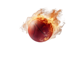 Fiery Basketball engulfed in flames and smoke, intense dynamic motion png