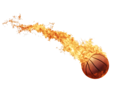 Fiery Basketball in Motion A Dynamic Sports Image png