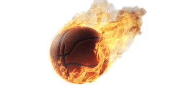Fiery Basketball engulfed in Blazing Flames, Dynamic Sports Graphic png