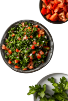 Vibrant Tabbouleh Salad with Tomatoes and Parsley, Overhead View png