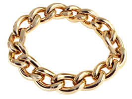 Gold Chain Bracelet Circular Design with Interlinked Oval Links png