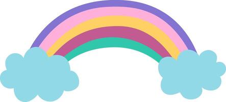 rainbow with clouds. Unicorn treasures concept. Magic or fairytale decoration for cards isolated on white background. Cute weather element vector