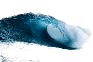 Powerful Ocean Wave with Dynamic Curl and Vivid Blue Hues png