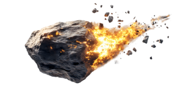 Fiery Asteroid Fragmentation in Space png