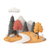 A serene autumn landscape featuring colorful trees and winding path. png