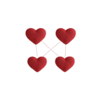 A unique pattern of red hearts interconnected, symbolizing love and connection. png