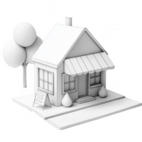 A simple illustrated house model with a tree in a minimalistic style. png