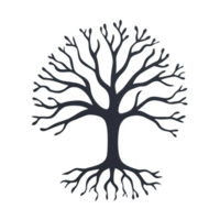 Artistic representation of a tree with intricate branches and roots. png