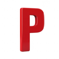 Bold red letter P on a white background for graphic design and branding use. png