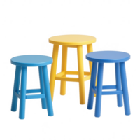 Colorful stools in blue and yellow for stylish and modern home decor. png