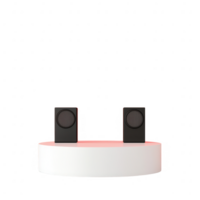 Minimalist computer speaker set displayed on a white platform with modern design. png