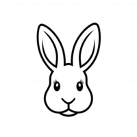 Cute and simple outline of a rabbit's face, perfect for whimsical designs. png