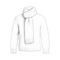 Cozy white sweater and scarf, perfect for cold weather and stylish outfits. png