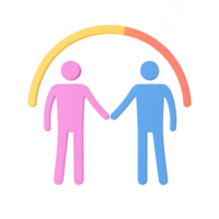 stilisiert Darstellung von zwei Menschen Vereinigung im Harmonie und Unterstützung. png