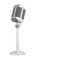 Vintage microphone on a stand, perfect for recording or live performances. png