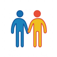 zwei bunt zahlen halten Hände, symbolisieren Freundschaft und Einheit. png