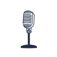 Vintage microphone on a stand for recording or performing in various cultural settings. png