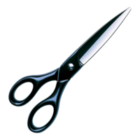 Black Scissors with Sharp Blade and Plastic Handle for Cutting png