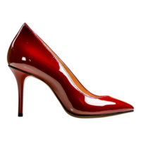 Elegant Red High Heel Shoe with Glossy Finish and Stiletto Heel png