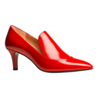 Elegant Red High Heel Shoe with Glossy Finish and Classic Design png
