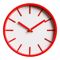 Bright Red Wall Clock with Simple Design and Clear Time Display png