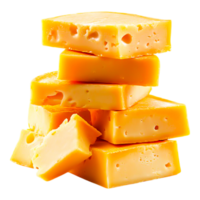 Fresh Blocks of Yellow Cheese Stacked on Each Other for Display png