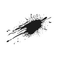 Black ink splatter in flat design. Splashing wet blot shape with drops. illustration isolated. vector
