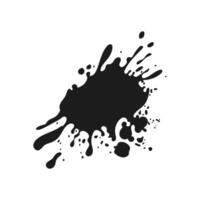 Black ink splatter in flat design. Messy grunge spatter shape with drops. illustration isolated. vector