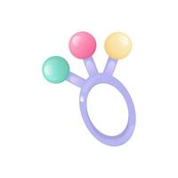 Baby rattle toy in flat design. Infant beanbag with handle for sound games. illustration isolated. vector