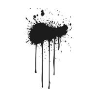 Black ink splatter in flat design. Messy paint stroke with fluids melt. illustration isolated. vector