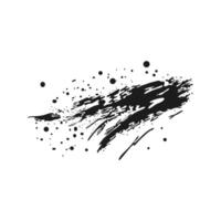 Black ink splatter in flat design. Messy spraying stain shape with drops. illustration isolated. vector