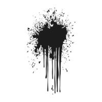 Black ink splatter in flat design. Dirty paint spray with drops melting. illustration isolated. vector