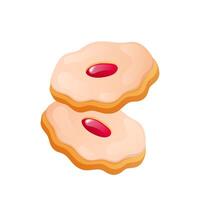 Icing cookies with jam in flat design. Frosted round desserts, bakery sweets. illustration isolated. vector