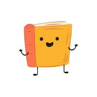 Excited book with face in flat design. Cute character with emotion expression. illustration isolated. vector